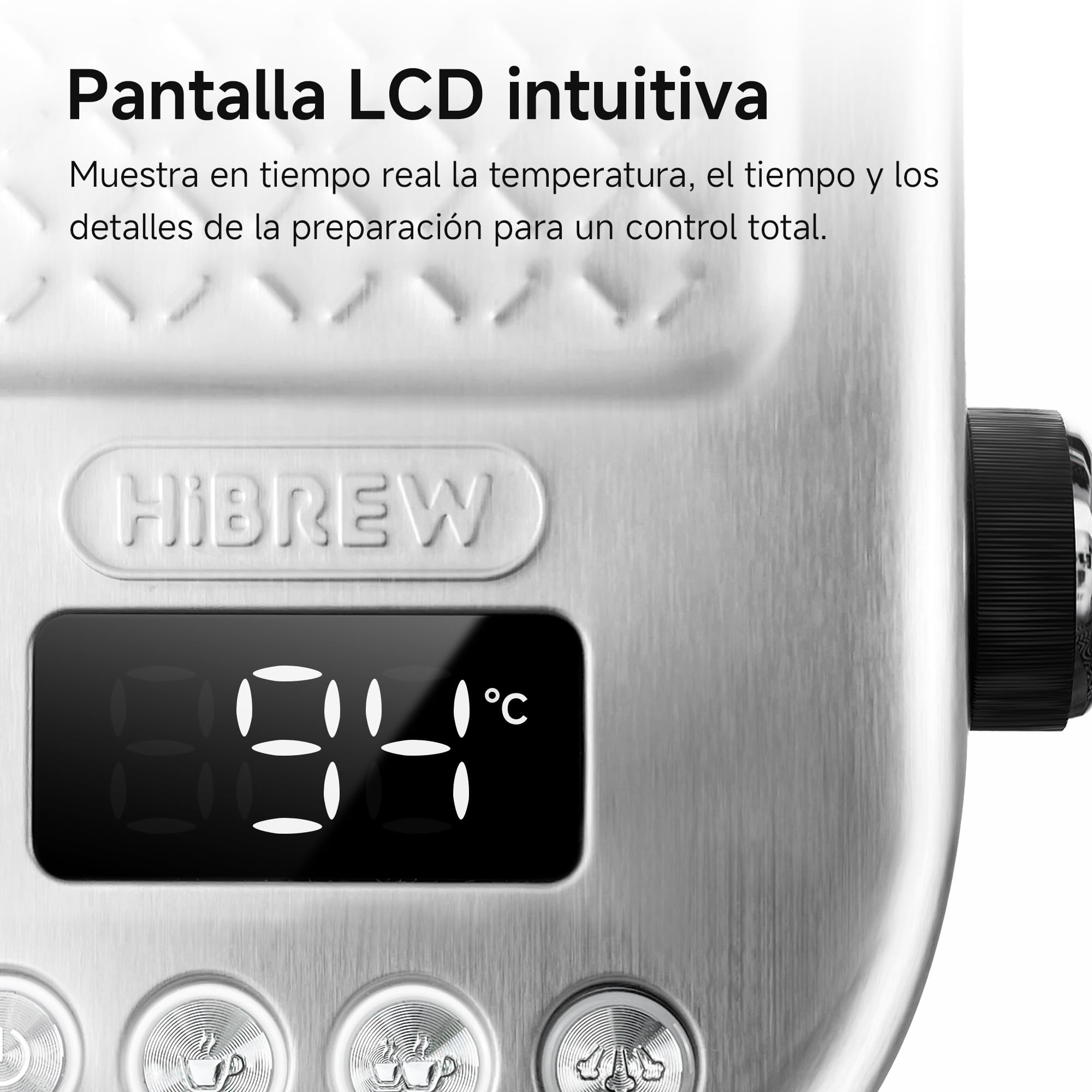 HIBREW H10B Programmierbare Espressomaschine, gebürsteter Edelstahl, einstellbare Temperatur, Milchaufschäumer