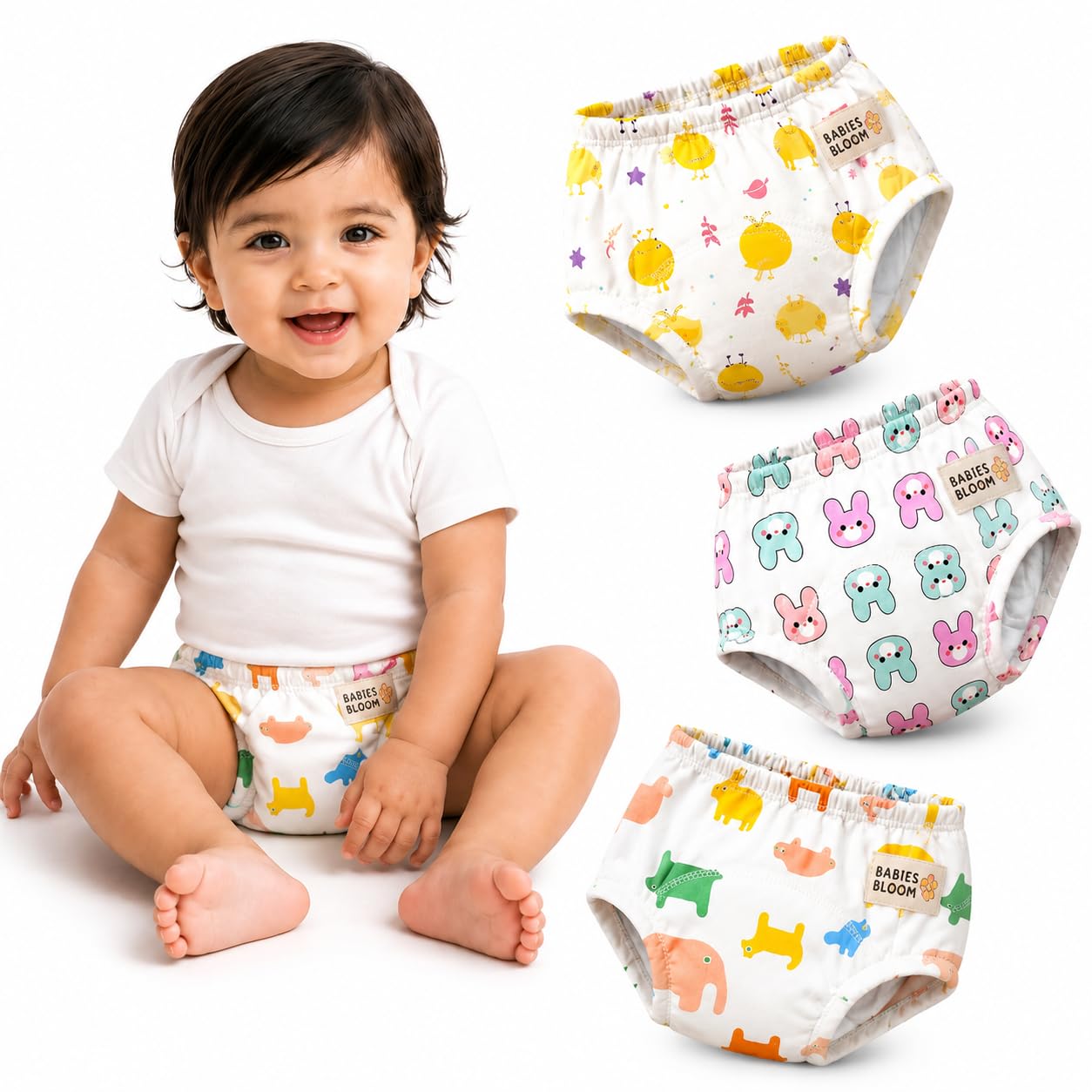 BABIES BLOOM Baby Potty Training Pants for Toddlers Boys & Girls | Reusable Cotton Training Underwear with Absorbent Layers & Leak-Proof Design | Soft, Breathable potty Training Pants for 1-5 Years (Pack of 3)-image-31