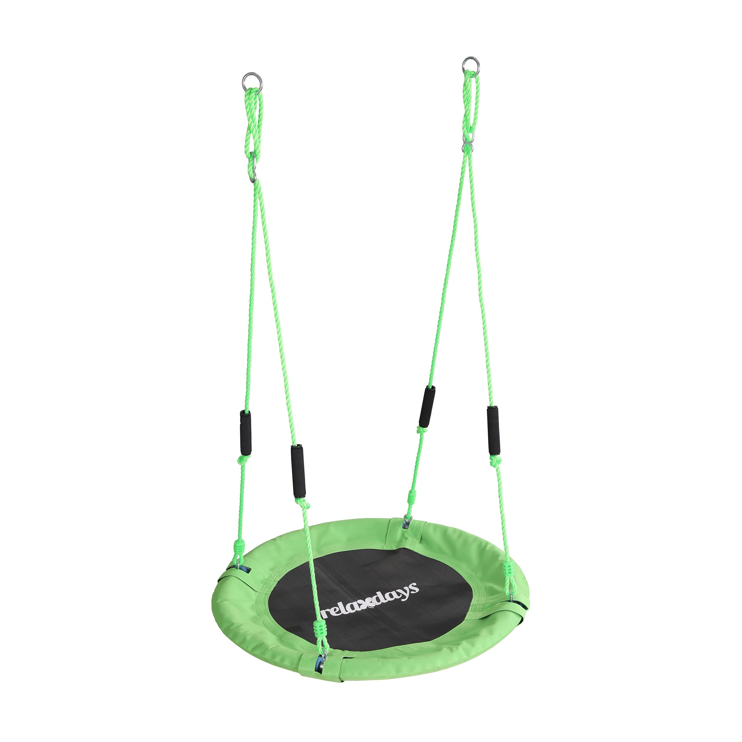 Relaxdays Round Outdoor Nest Swing with Padded Handles, Adjustable, Ø 80 cm, Up to 100 kg, Green