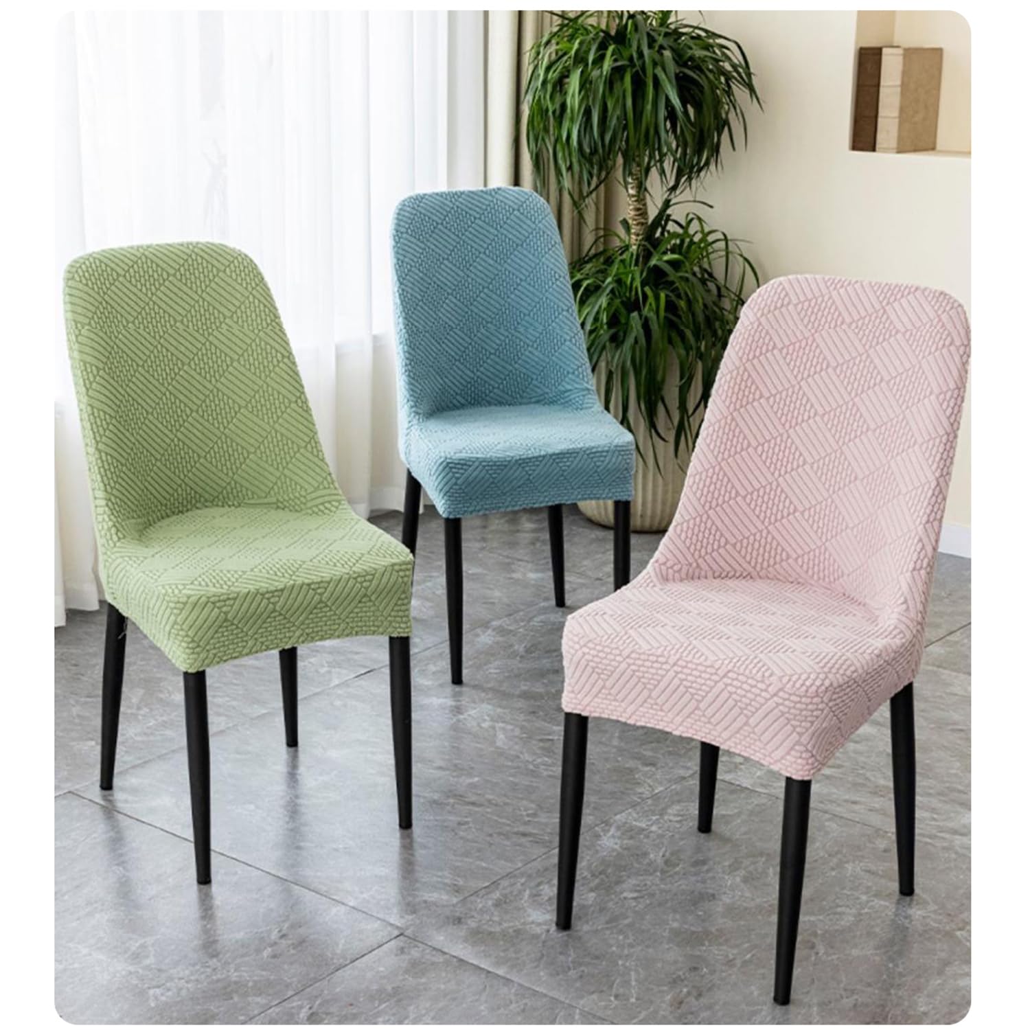 Funda gruesa y elástica para silla con respaldo curvado, protector moderno para silla de comedor