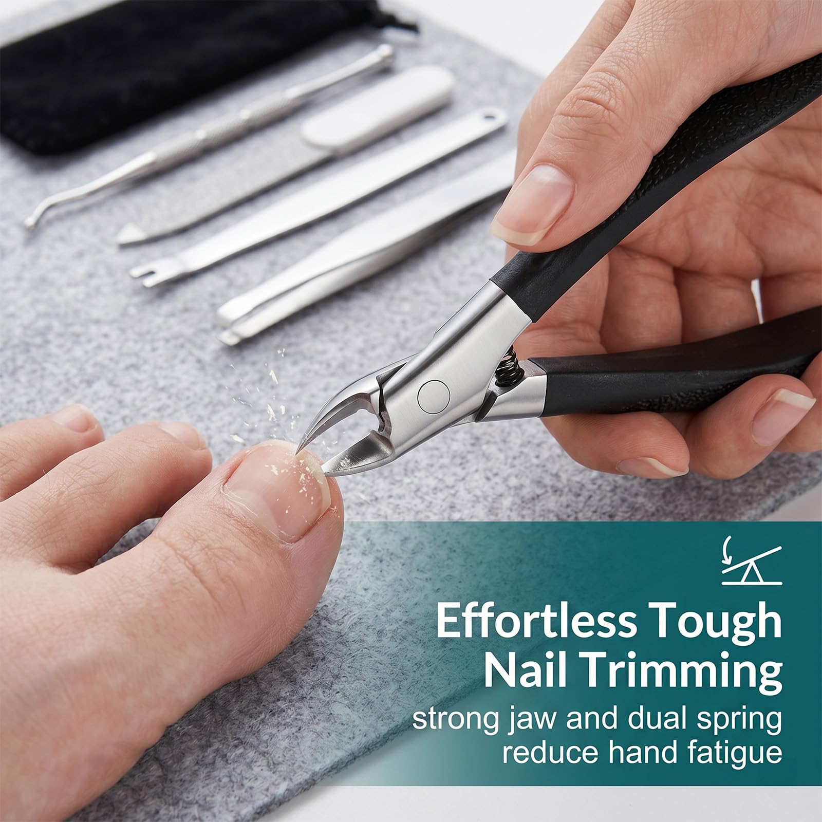 Tronchesina Unghie, Tronchesina Per Unghie Piedi, Tronchesine Per Unghie Piedi, Unghie Incarnite Piedi, Set 5 Pezzi Per Unghie Incarnite Con Tronchesina Nera E Custodia, Acciaio Inossidabile