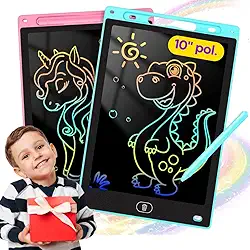 Lousa Mágica Infantil 10” RGB C/Caneta (Preto) | Apaga com 1 Botão, Escrita Colorida, Trava de Segurança, Leve e Portátil | Exclusividade Izal®