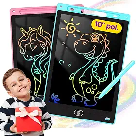 Lousa Mágica Infantil 10' RGB C/Caneta (Azul Escuro) | Apaga com 1 Botão, Escrita Colorida, Trava de Segurança, Leve e Portátil | Exclusividade Izal®
