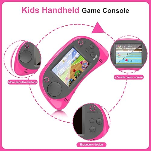 Miniatura 3 de Juegos de mano para niños, videojuego retro de 16 bits con 220 juegos electrónicos HD, LCD de 2.5 pulgadas, juegos de viaje portátiles, regalos para