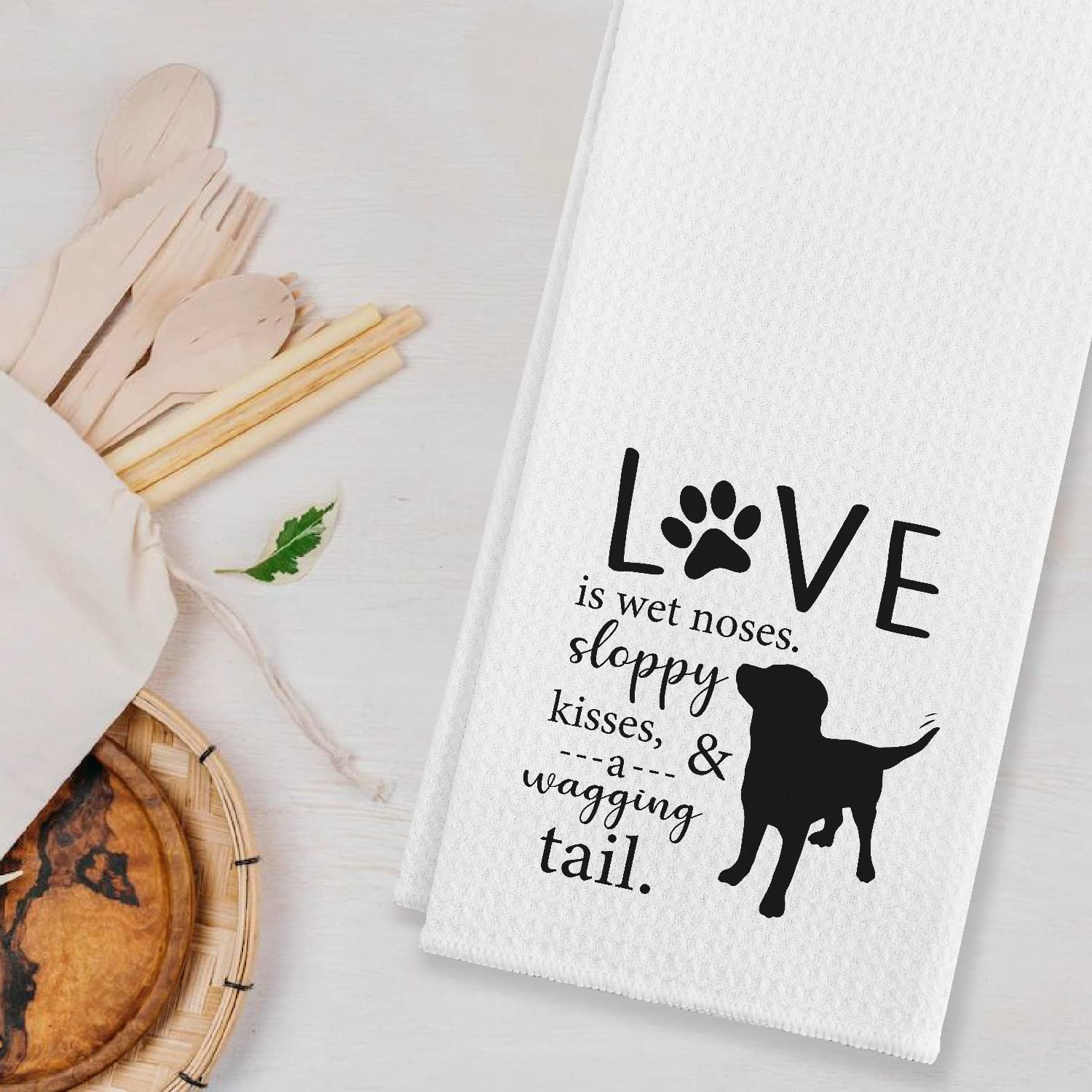 Snapklik.com : EIONEY Funny Dog Quotes Love Is Wet Noses Kitchen Towels ...