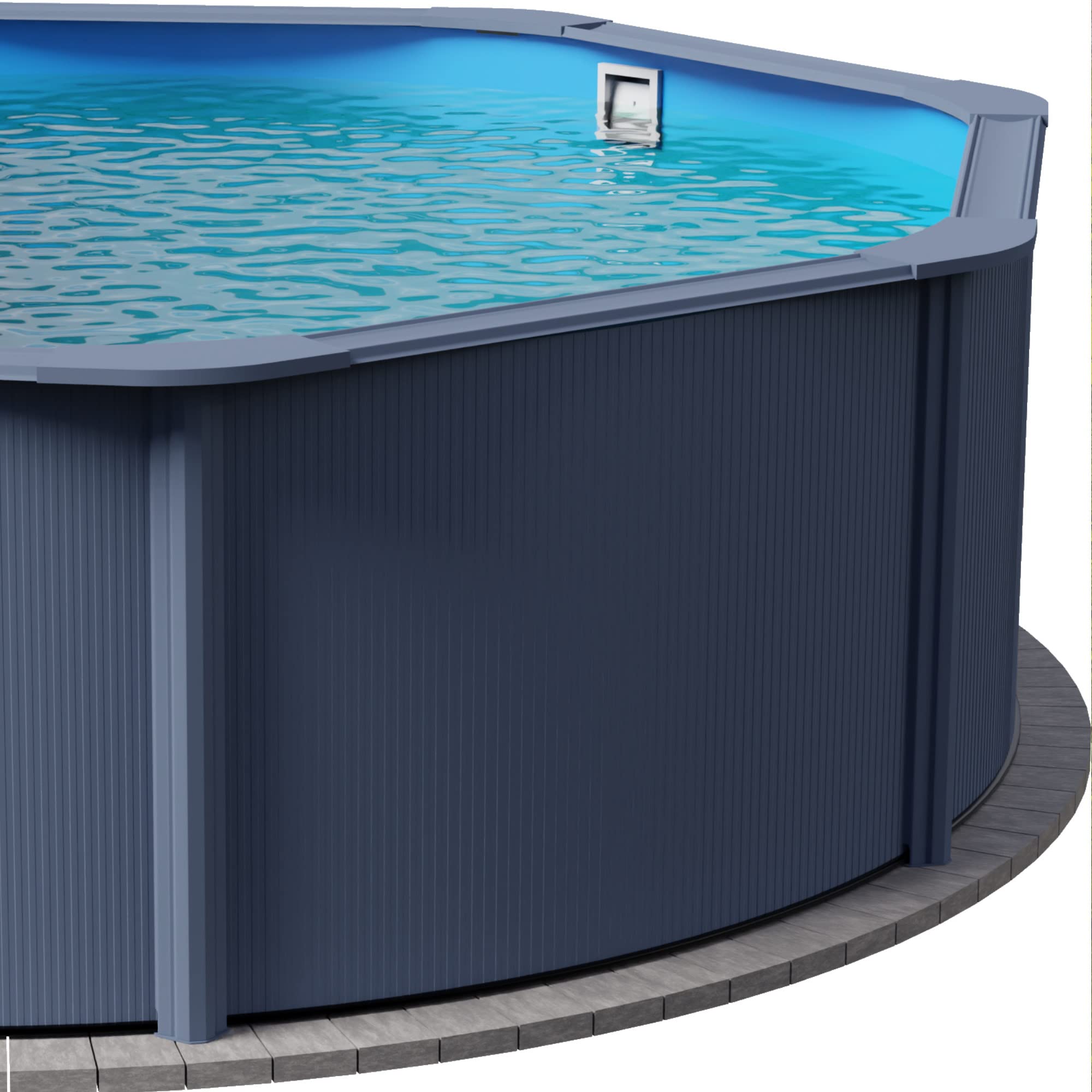 Planet Pool Stahlwandpool rund Classic 360x120 cm, Stahl 0,4 mm anthrazit, Folie 0,3 mm blau, Overlap