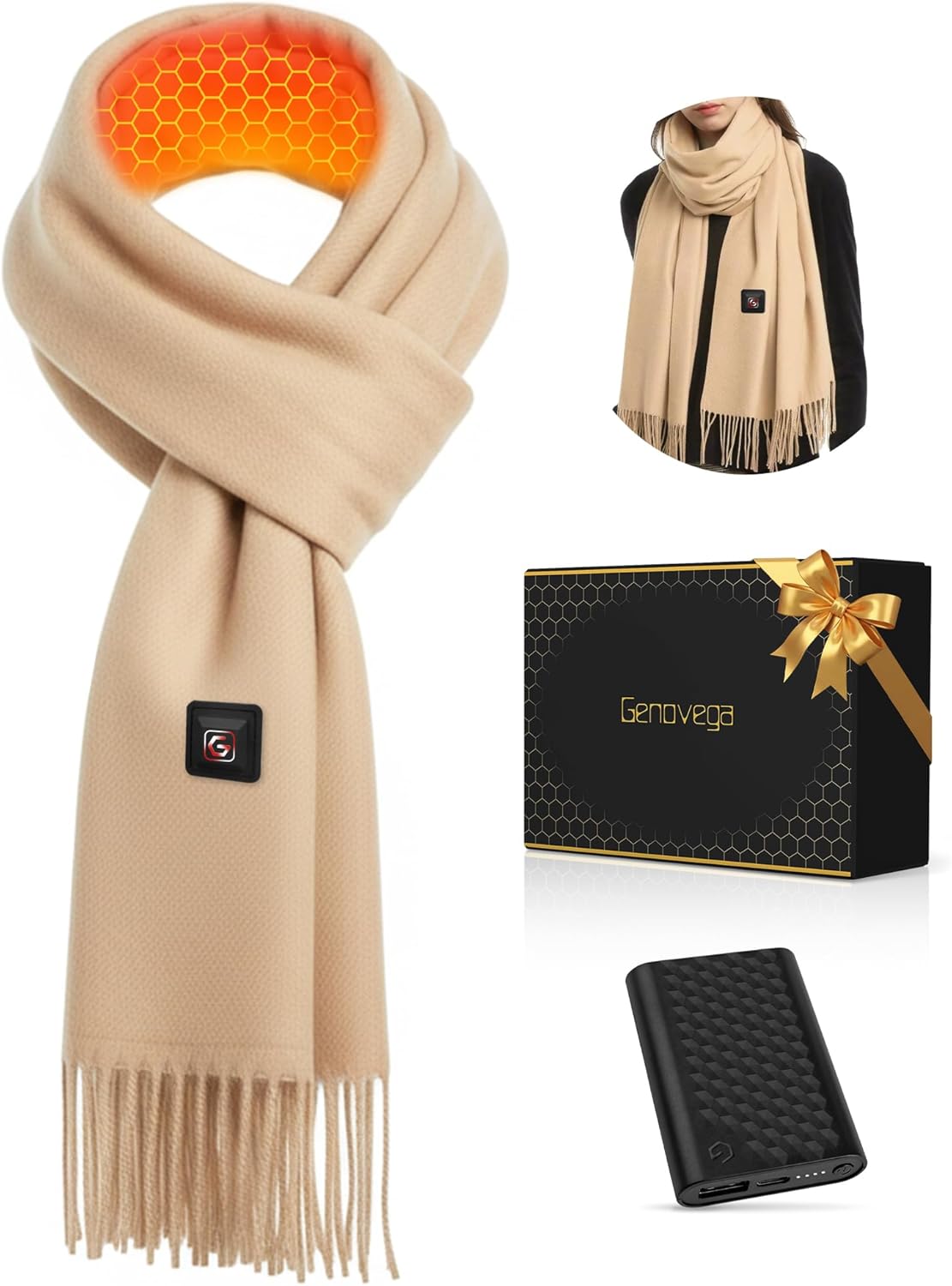 Heated Scarf Neck Warmer for Women Men Rechargeable Electric Portable Graphene Best Heating Hot Pad Handy Body Heater Calentadores para Mujer Manta Térmica Eléctrica with Outdoor Hunting Stress Relief