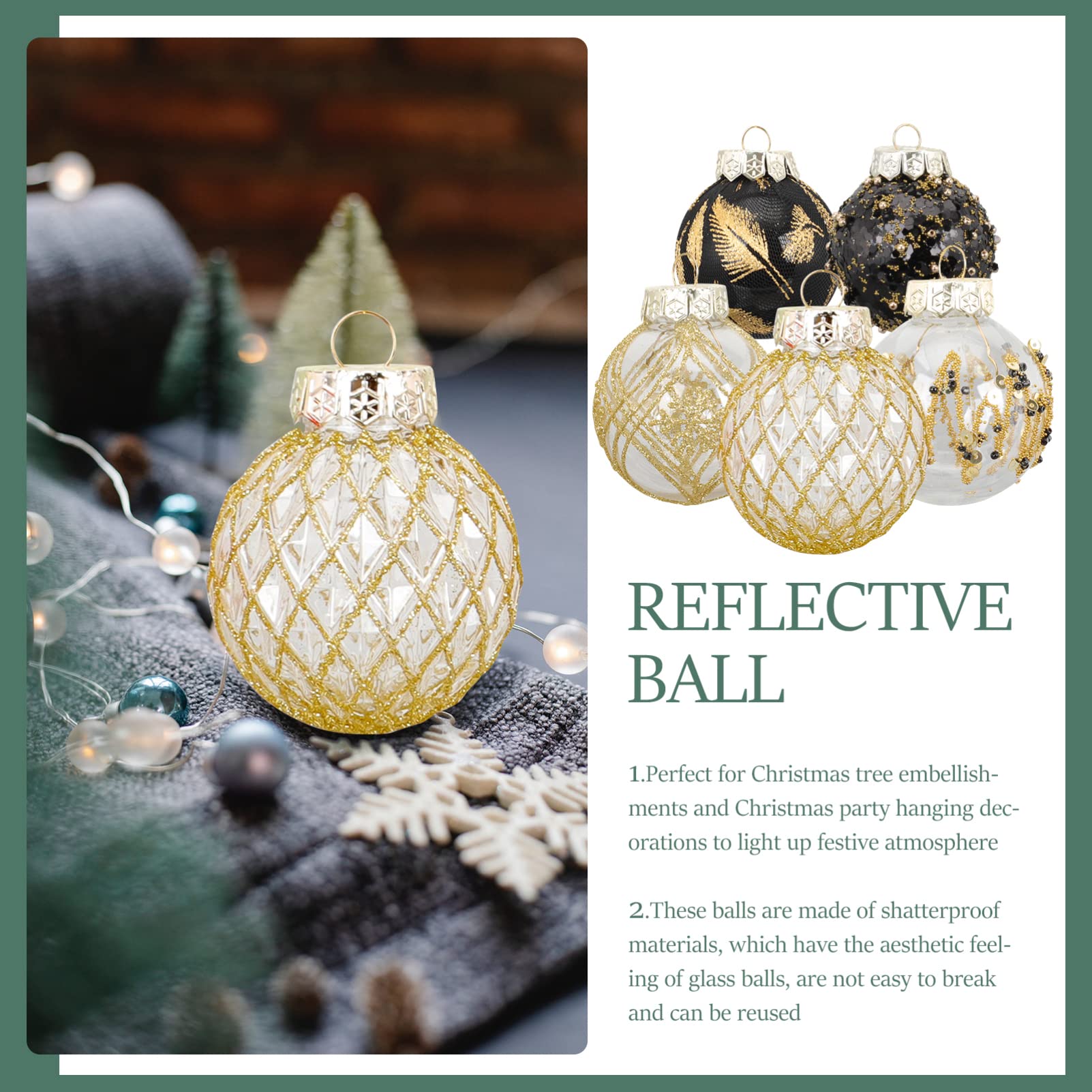 VICASKY 25 Piezas Decoraciones De Navidad Colgante De Bola De Navidad Trajes Negros Adornos De Plástico para Árboles De Navidad Adornos De Bolas Pintado El Plastico Utensilios De Navidad