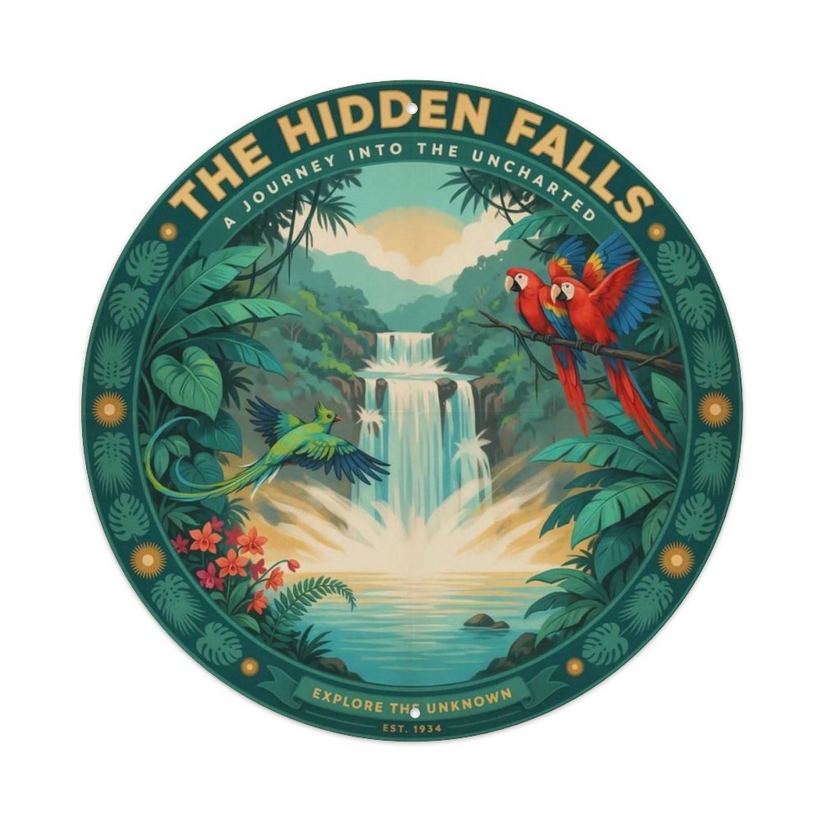 Vintage Waterfall Rainforest Metal Tin Sign Plaque