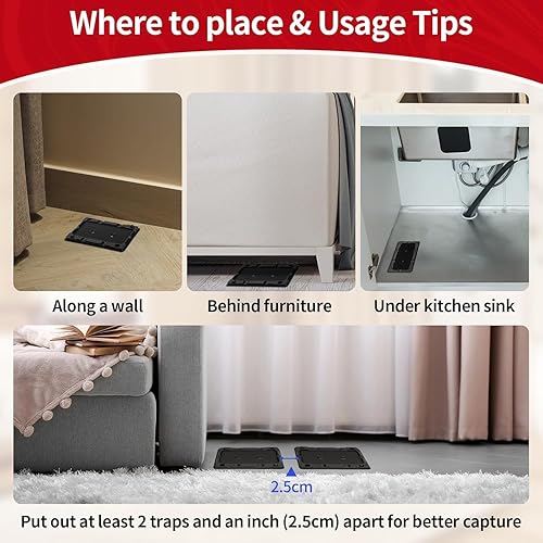 Miniatura 5 de LULUCATCH, trampas para ratones, 20 unidades de trampas adhesivas para ratones en interiores para el hogar, trampas de pegamento a granel
