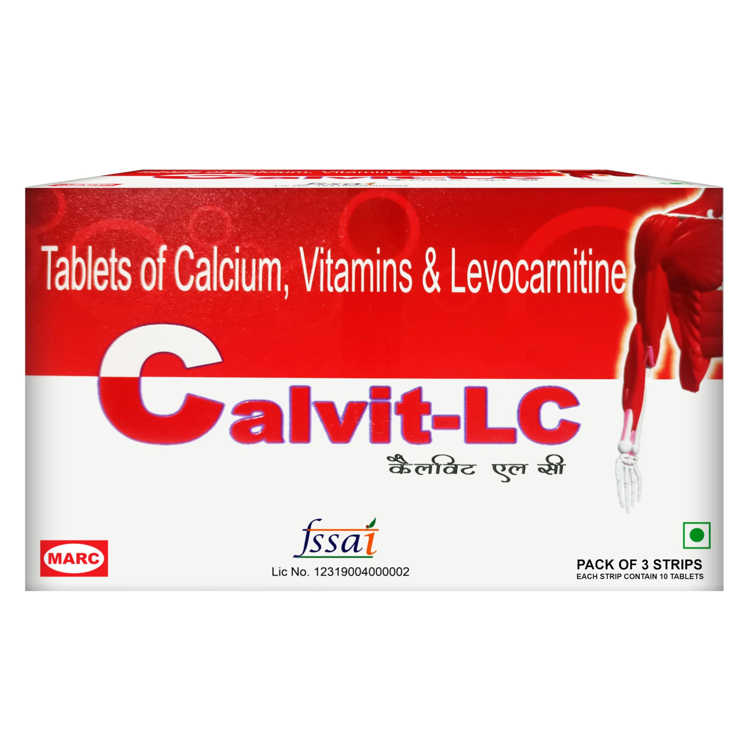 CALVIT LC | Calcium & Levocarnitine Supplement - Bone & Muscle Health Support | Boosts Energy & Vitality | 30 Tablets-image-47