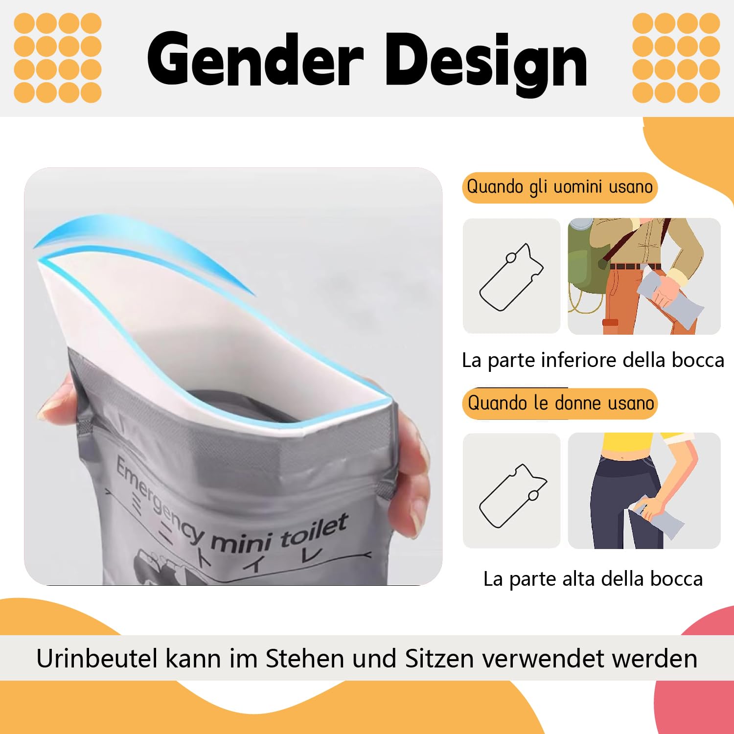 12 pezzi Sacco Urina 700ml,Borse Confezioni Toilette,Disposable Urine Bag,Sacchetti Vomito da Viaggio,Orinatoi Pipì WC Borse per Campeggio,Toilette da Viaggio per Donne,WC Portatile per Uomini