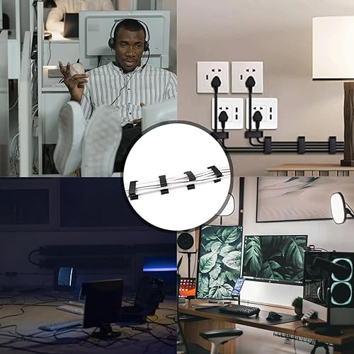 Miniatura 5 de 10 clips de gestión de cables, organizador de cables para electrodomésticos, clips de gestión de cables para teléfono, computadora, cargador,