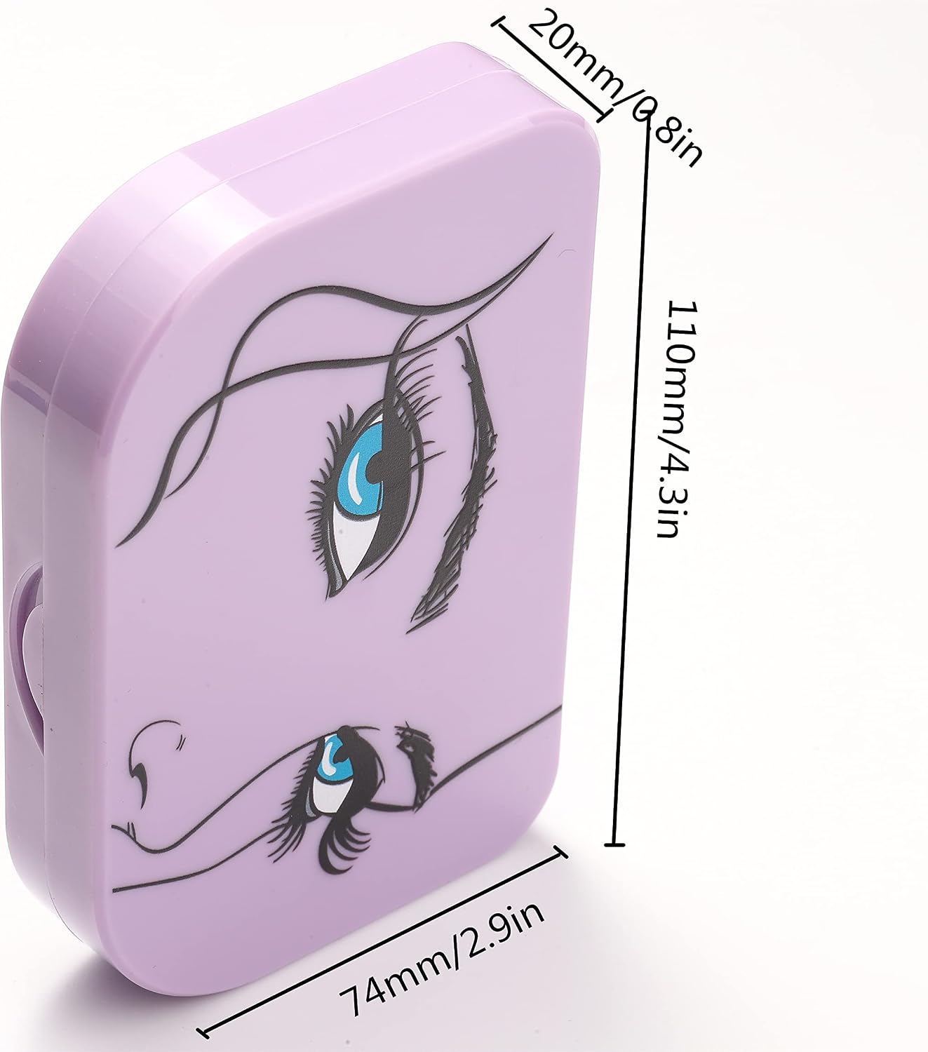 False Eyelash Case Cosmetic Bag Eyelashes Storage Box with Mirror Purple