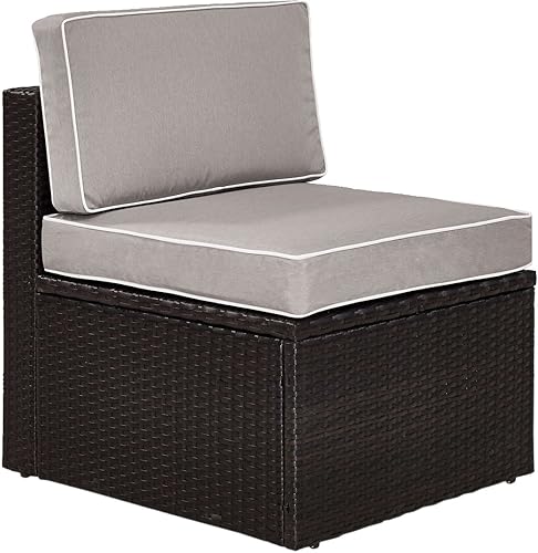 Crosley Furniture Palm Harbor - Silla seccional para exteriores sin brazos, sillas de mimbre para patio, porche, terraza, patio trasero, color