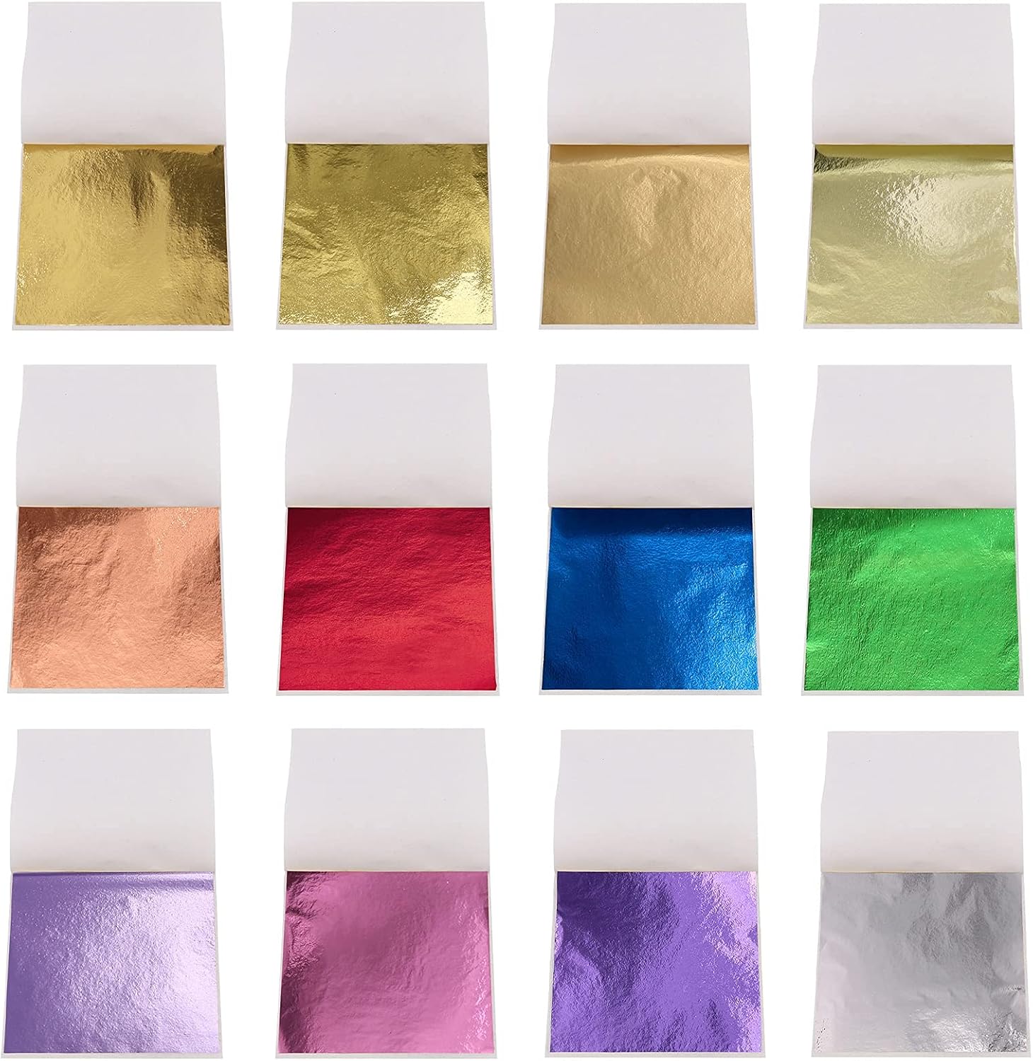 Imitation Gold Leaf Sheets 600 Pieces 8.5cm*8cm Arts and Crafts Art Project Furniture Painting Wall DIY(12 Colors)
