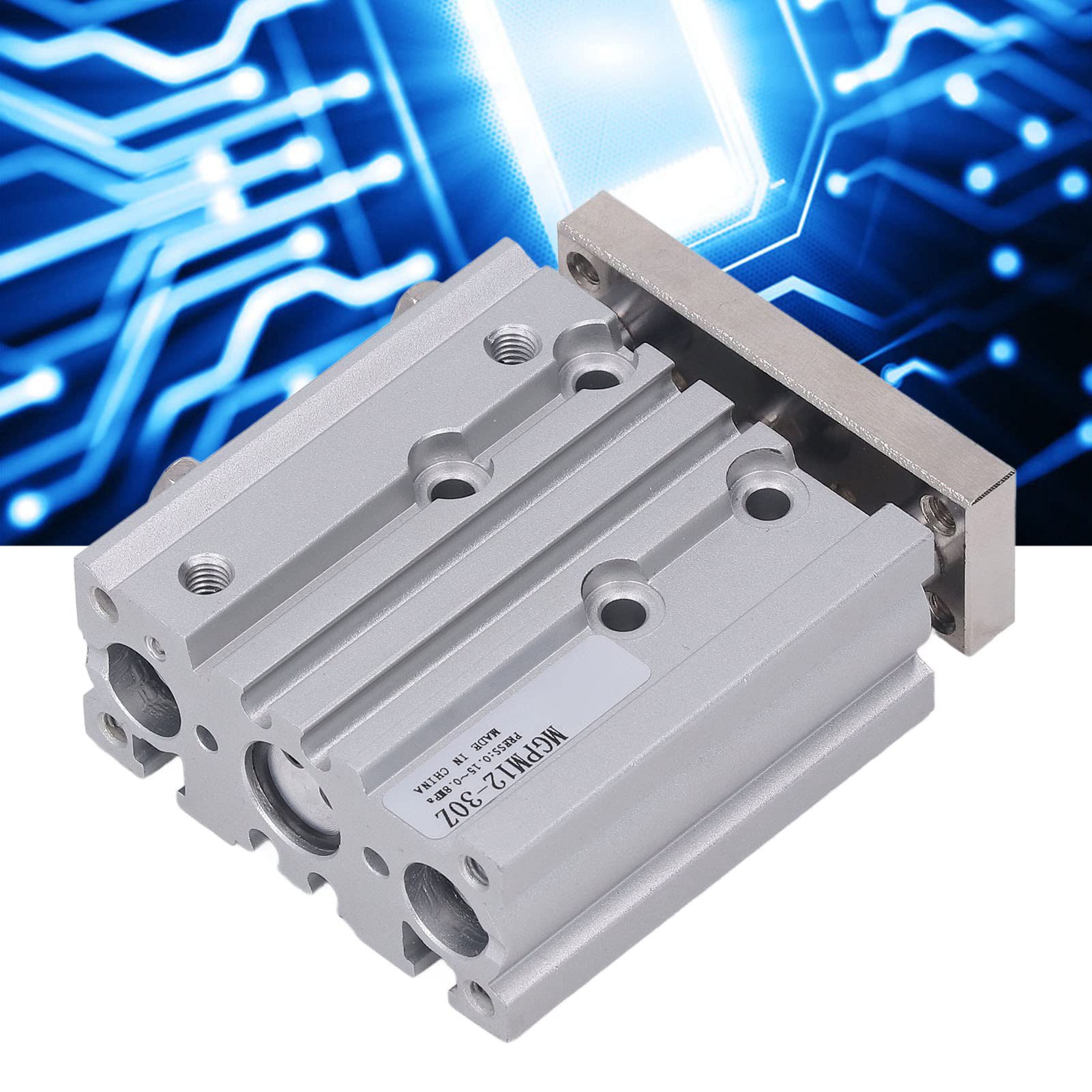 Cilindro Pneumatico con Cuscinetto a Slitta, Cilindro Pneumatico a 3 Steli Alesaggio 12 Mm Corsa 30 Mm A Doppio Effetto SMC Cilindro Pneumatico Ad Aria a 3 Steli