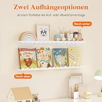 Lifewit Gyerekszobai Fali Polc Szett 4 db 38 cm Fehér Könyvespolc Babaszobához 6