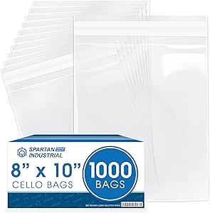 Spartan Industrial - 14" X 20"  100 Count  Clear Resealable Cello Poly Bags For Packaging Clothing T Shirts Self Seal Reinforced - View #2