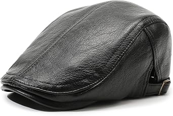 Men Women Vintage Leather Newsboy Flat Cap Beret Driving Ivy Hat