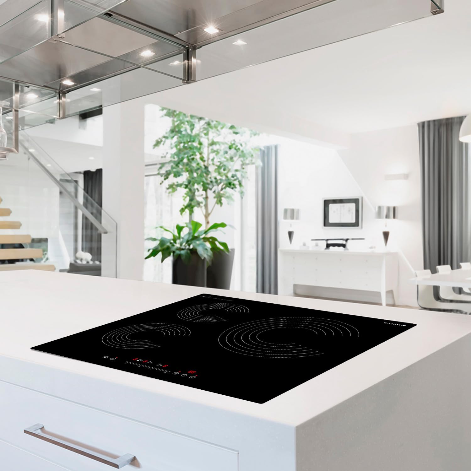 SIXHOME Placa de inducción 60 cm 3 zonas 7200 W con Booster, control táctil, temporizador, detección automática, bloqueo infantil, color negro SXHPI60N1 — view 5