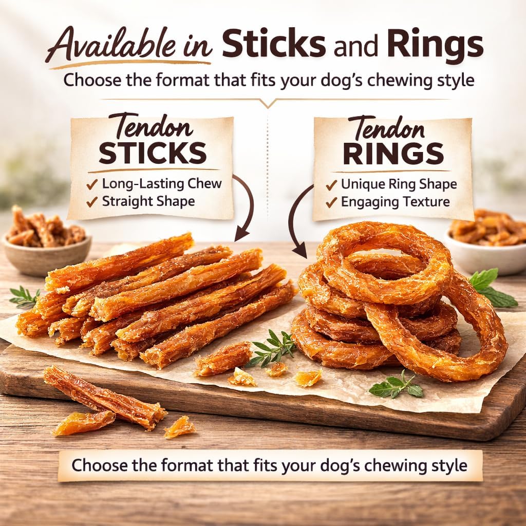 Hubert Pet Turkey Tendon Sticks: Low Ingredient, Long-Lasting Natural Chews for Dogs, High Protein, Grain Free, Hypoallergenic, No Artificial Additives, USA-Sourced Turkey, 1 Pound