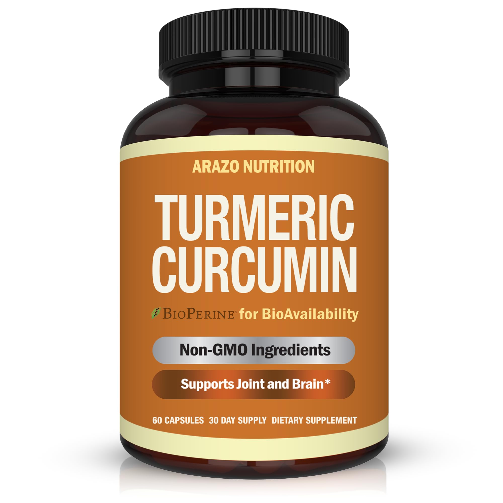 Arazo Nutrition Turmeric Curcumin with BioPerine 1300mg with Black Pepper - Joint Support Nutritional Supplements - 100% Herbal Tumeric Root Capsules