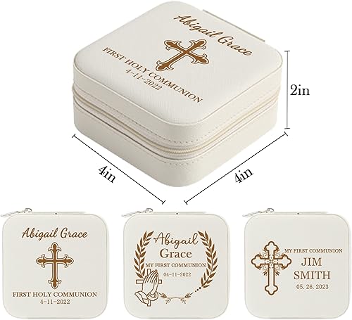 Miniatura 7 de Regalos de primera comunión para niñas, joyero personalizado para la primera comunión con nombre personalizado, fecha, primera comunión, caja de