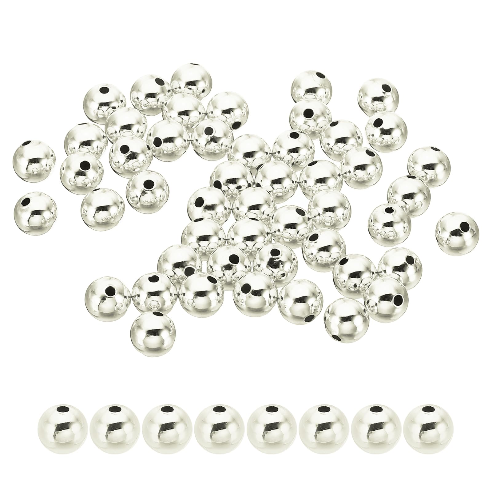 PATIKIL 8mm Silver Filled Spacer Beads for Jewelry Making, 100 Pack Metal Round Beads Brass Beads for Bracelets Earring Necklace DIY Craft