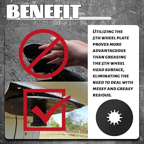 Miniatura 4 de TonGass Paquete de 2, placa de lubricante de 5 rueda de 10 pulgadas, color negro, para caravana, remolque, placa de quinta rueda, accesorios para