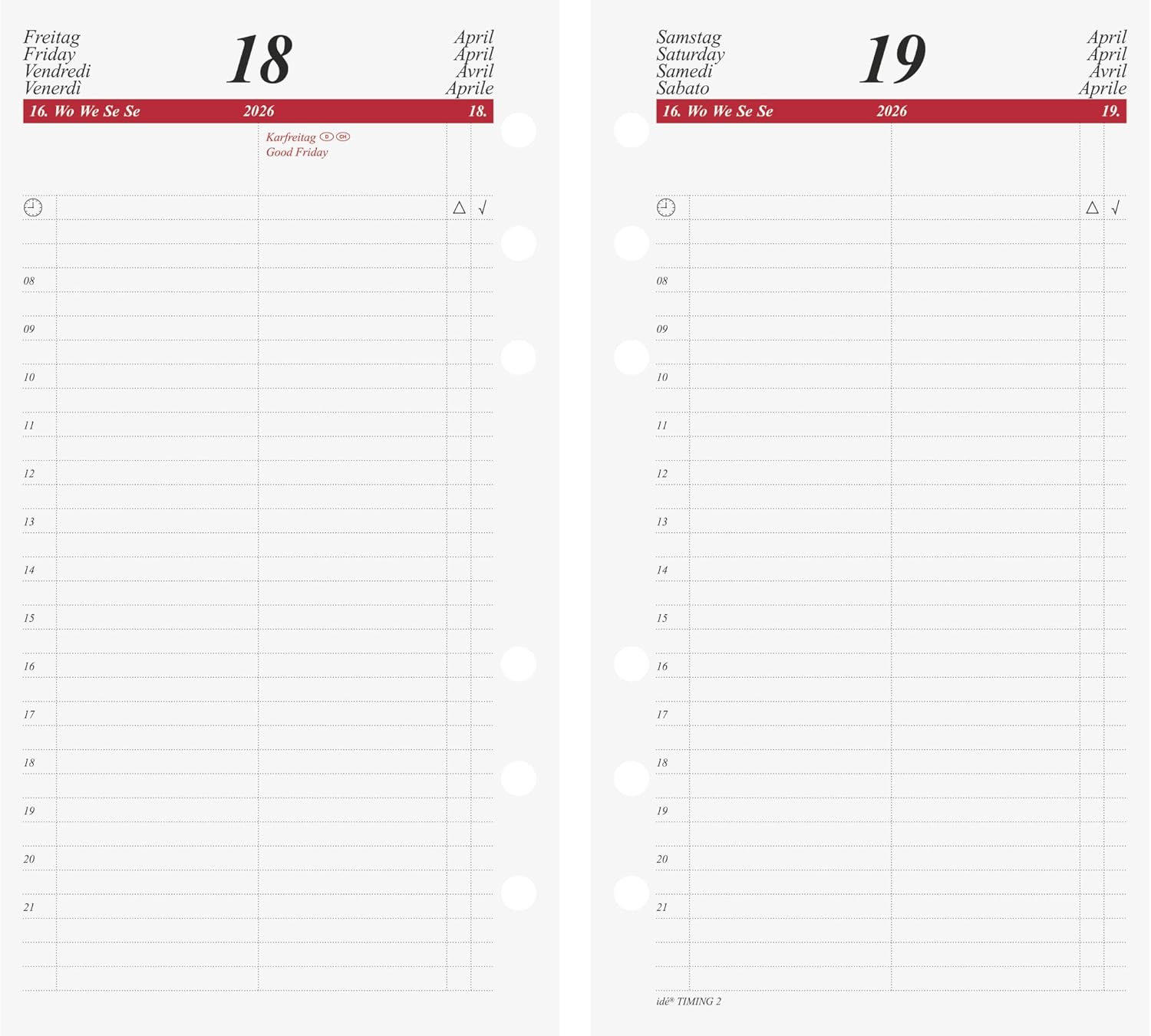 rido/idé Daily Calendar Timing 2 '26 | 93 x 172 mm
