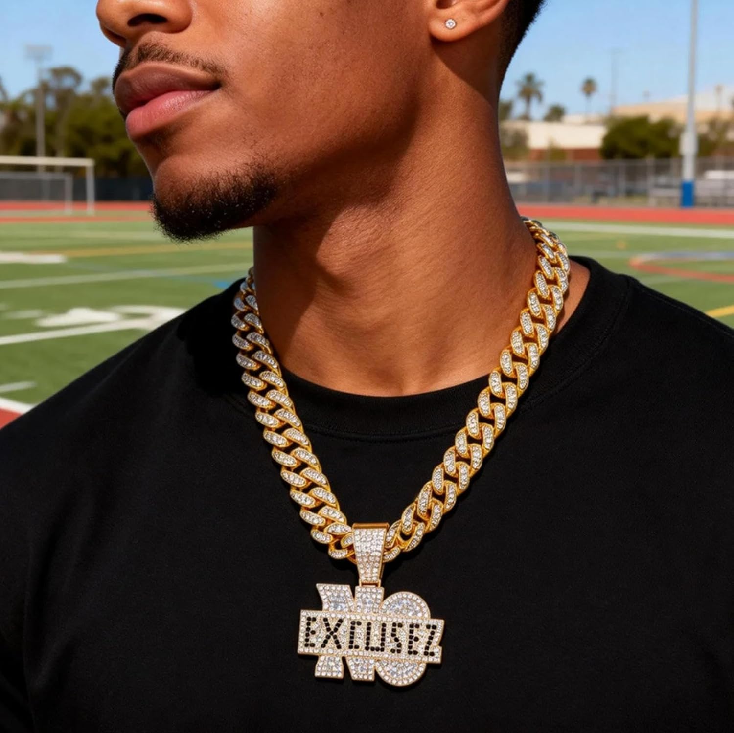 Miami Cuban Pendant Necklace, Ice Out Chain, Sport Fan, Hip-Hop Jewelry for Men Women, 20inch - Image 6