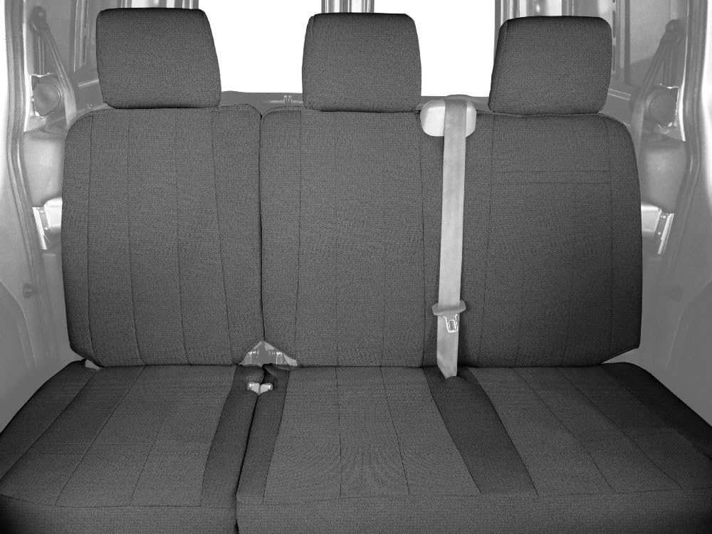 CalTrend Rear 60/40 Split Bench Seats, SportsTex Seat Covers for 2012-2014 Ford F-150 Light Grey Light Grey Insert and Trim