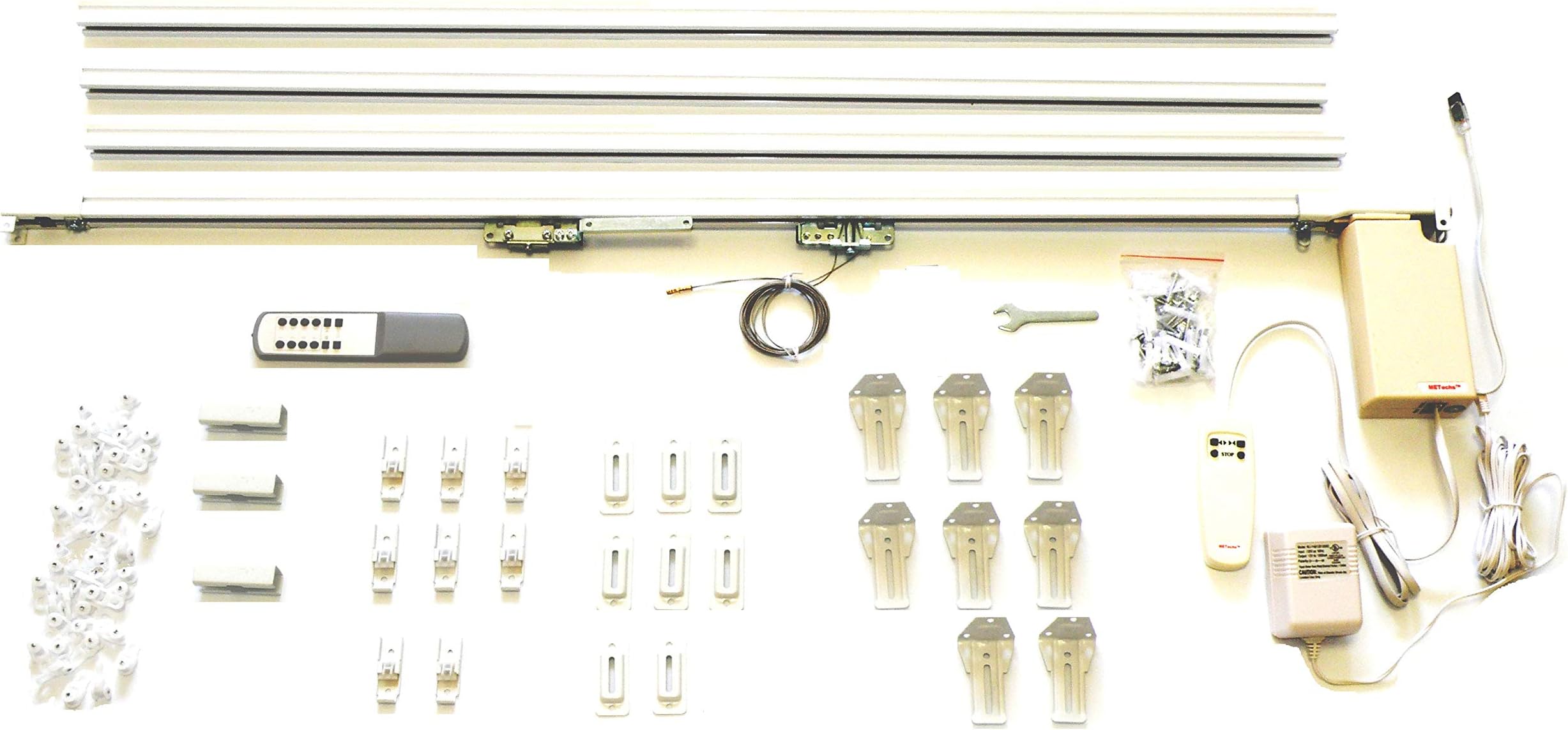 METechs - Remote Control Electric Window Treatment Drapery Curtain Rod – Aluminum - 20 to 161 inch