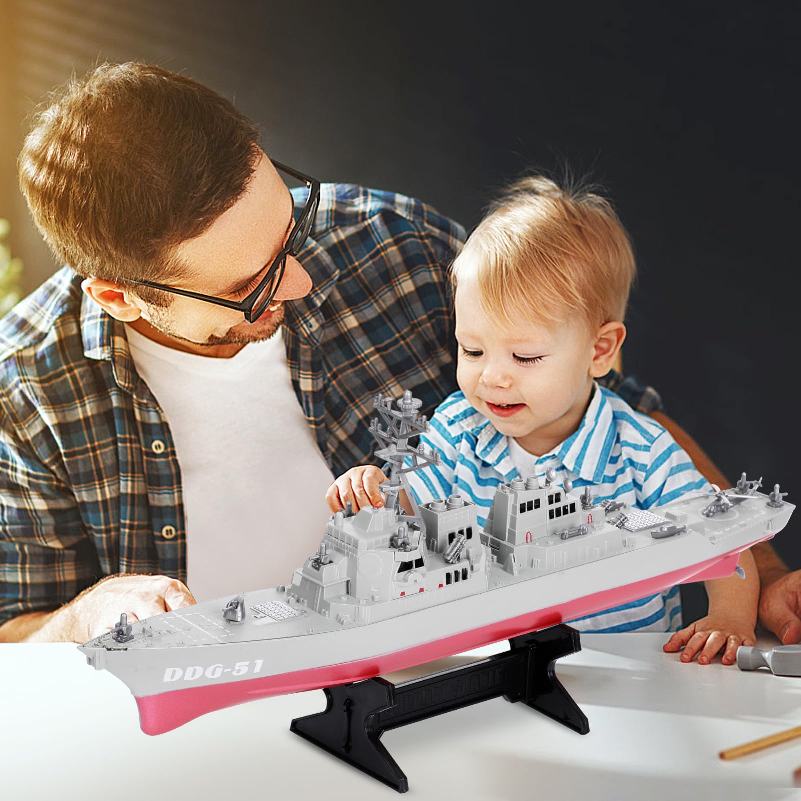NOLITOY Maquette Bateau de Guerre en Plastique Blanc Modèle Navire Militaire pour Décoration de Chambre et Cadeau d'anniversaire Garçon