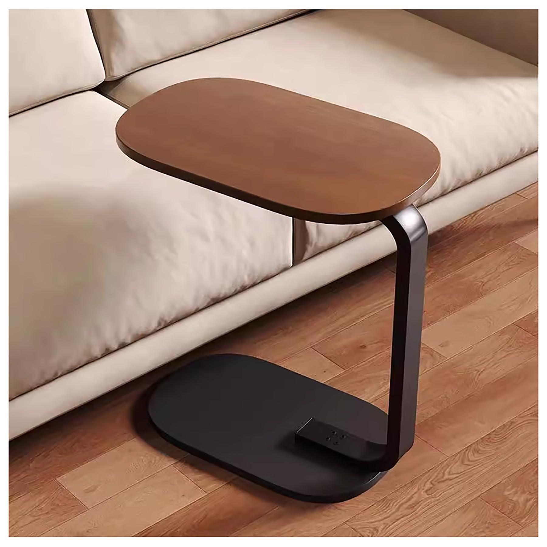 ZLGONRL Small Coffee Table Wooden End Tables Living Room Space Saving Side Table C Shaped Side Table Couch Tables That Slide Under