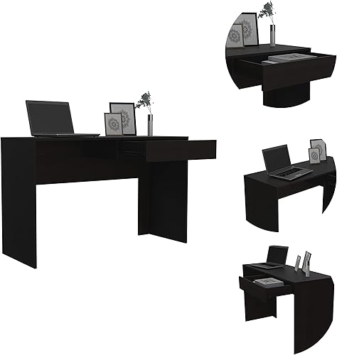 Miniatura 2 de Escritorio de oficina con cajón, escritorio de computadora de 43 pulgadas para trabajar, estudiar, jugar, escribir, aprender, escritorio negro para