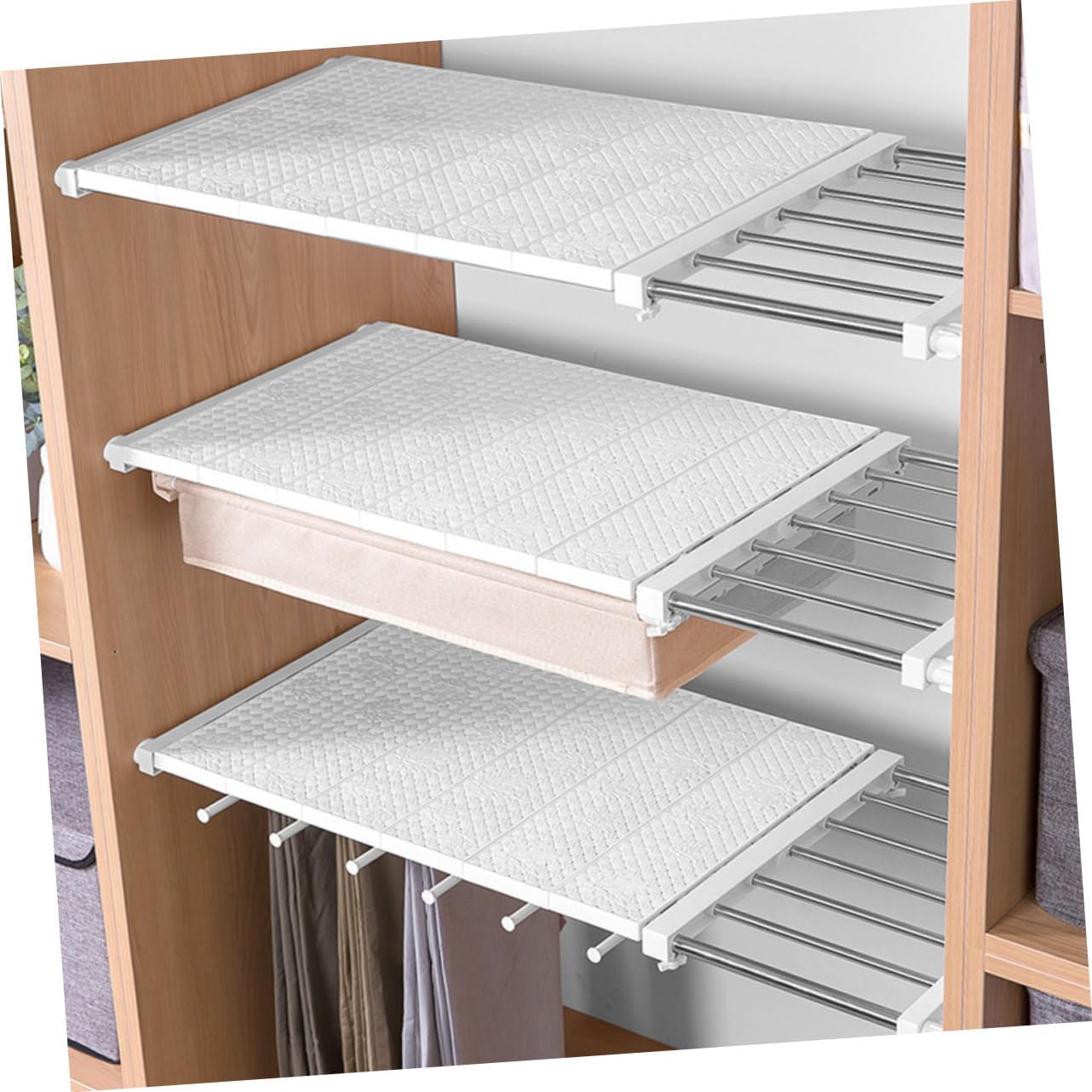 Alipis 1pc Expandable Closet Rack Multi-function Clothing Dividers for Efficient Home Organization Fits Wardrobes Wide Easy Installation White