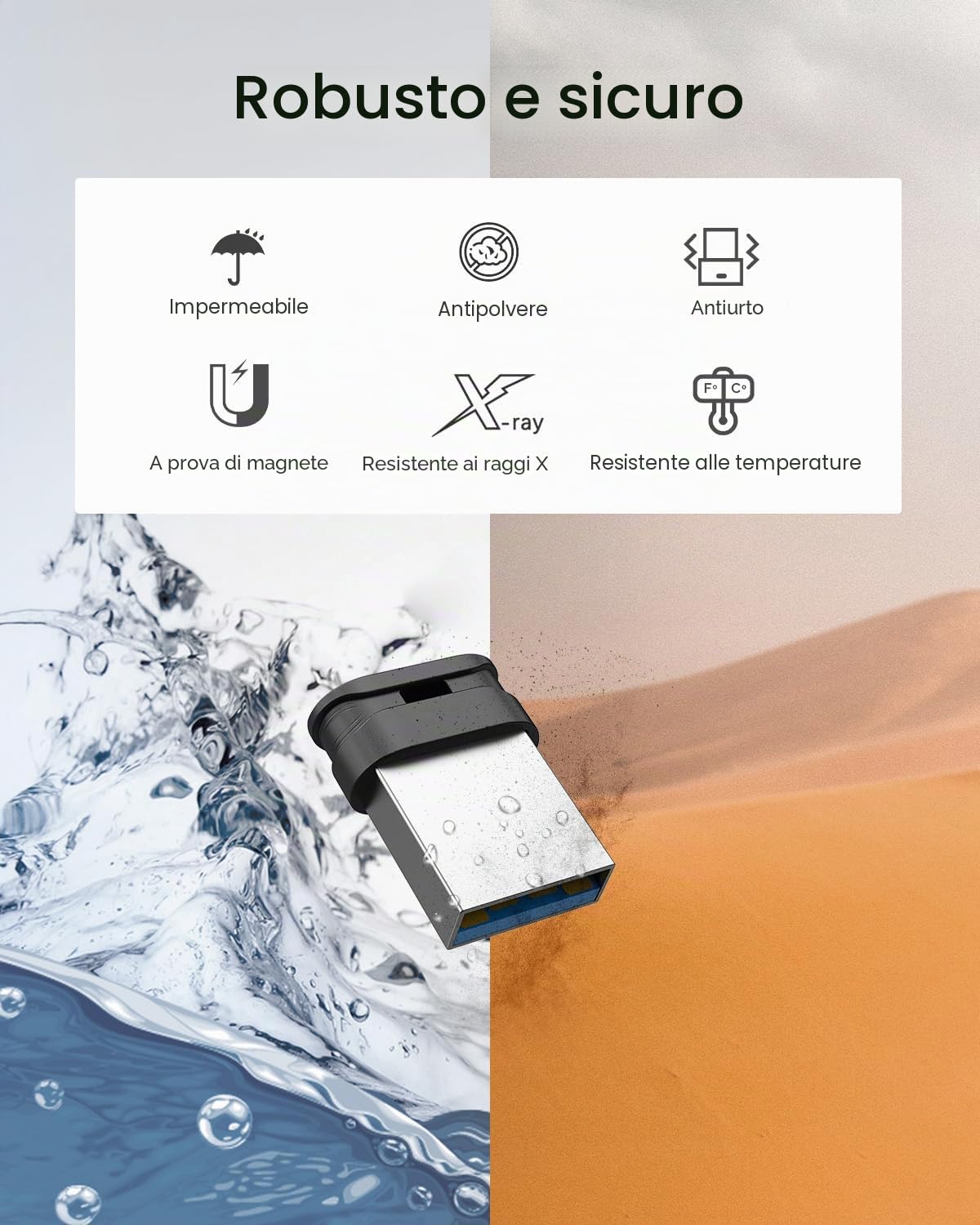 Vansuny Mini Pen Drive USB 3.0 da 256 GB, Chiavetta USB Mini Portatile con Cordino per Auto, PC, Laptop, Cellulare (Nero)