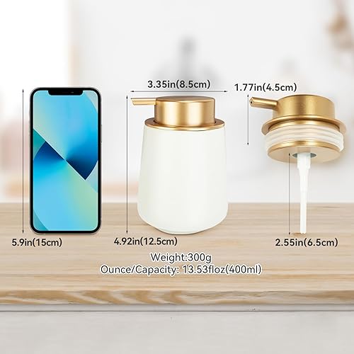 Miniatura 2 de Simcat Dispensador de jabón de manos, dispensador de jabón para platos de mármol, dispensador de jabón para encimera, botellas de loción de mano,