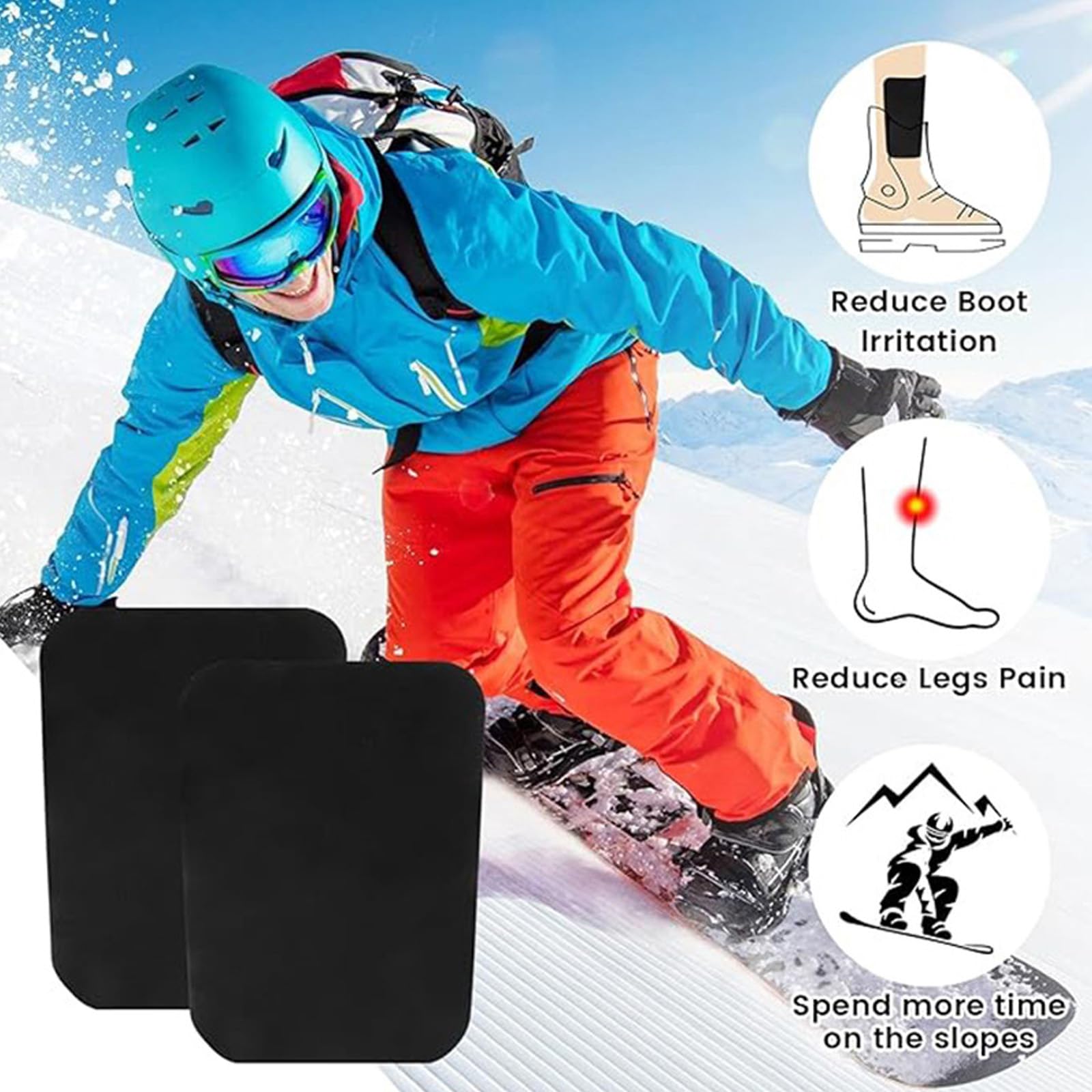 Protège-Tibias de Snowboard,4 Pièces Ski Shin Guards,Mousse de Rembourrage pour Doublure de Botte,Protection de Tibia pour Ski,Épaisse Découpables,pour Hommes,Femmes,Adolescents