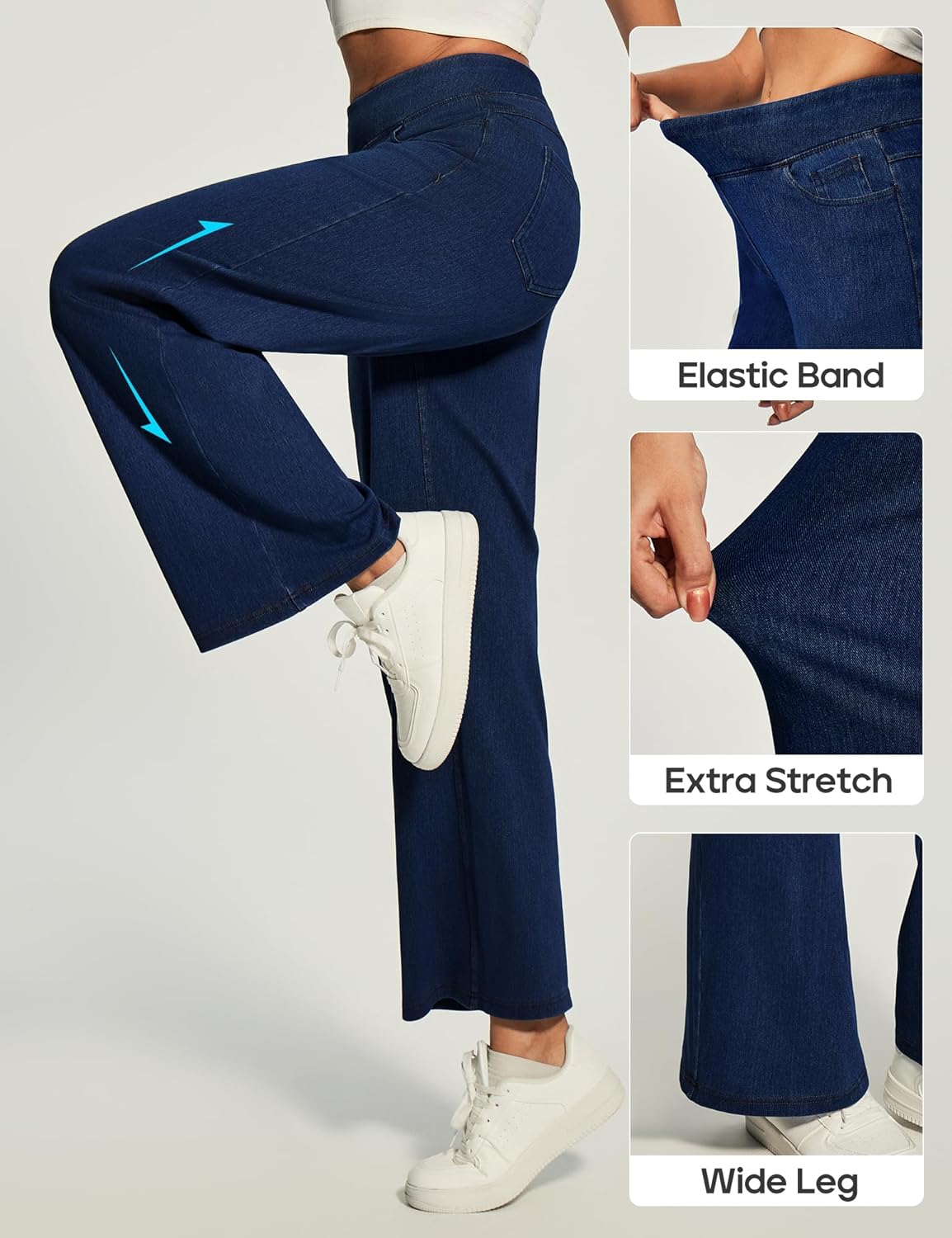 Heathyoga Wide Leg Jeans Woman High Waist Pull On Baggy Jeans for Women Stretchy Jean Pants Straight Leg Denim Pants