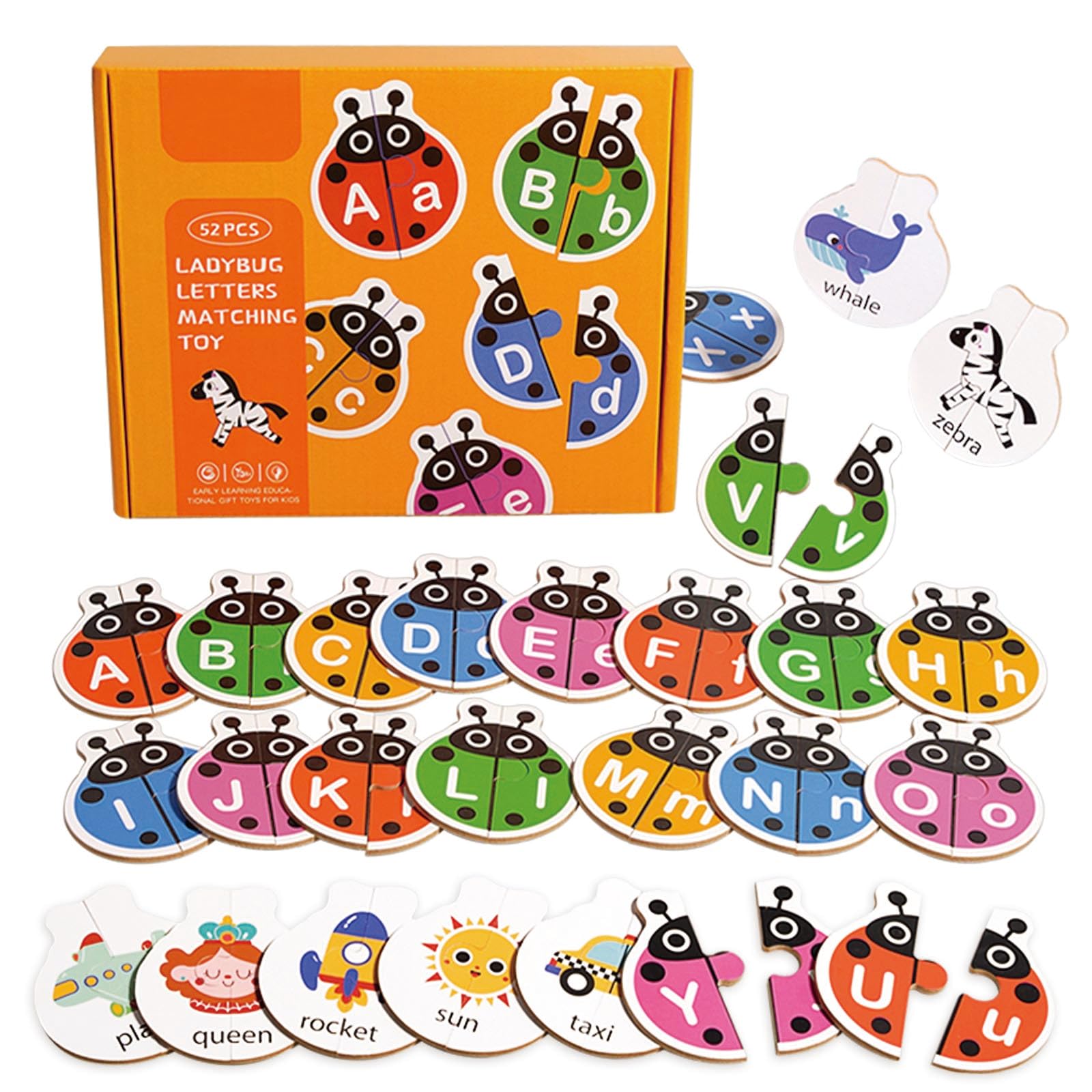 Dr. MUYA® Montessori Toy for 3 4 5 6 Years, Alphabet Puzzle, Wooden, Educational Toys, Motor Skill Toys