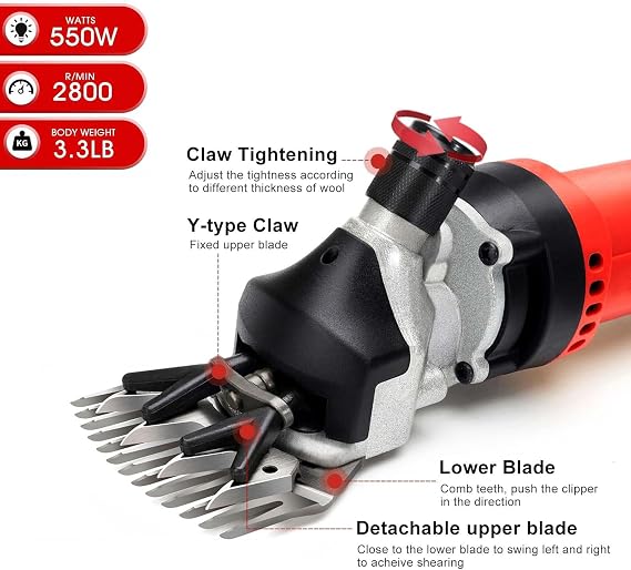 Cordless Electric Sheep Shears, Professional Camel Cattle Horse Clippers, Farm Livestock Shearing Machine, Shave Grooming Kit for Goats Thick Coat Animals, Straight Blades,9Tooth