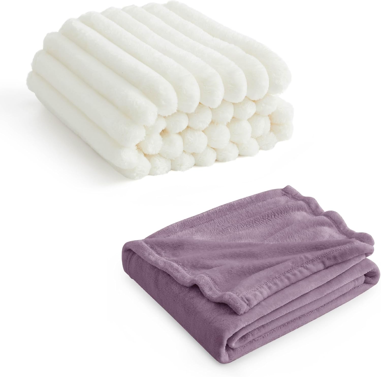 Bedsure Fleece King Size Blankets for Bed Fog Purple&King Size Blanket,108x90 Inches