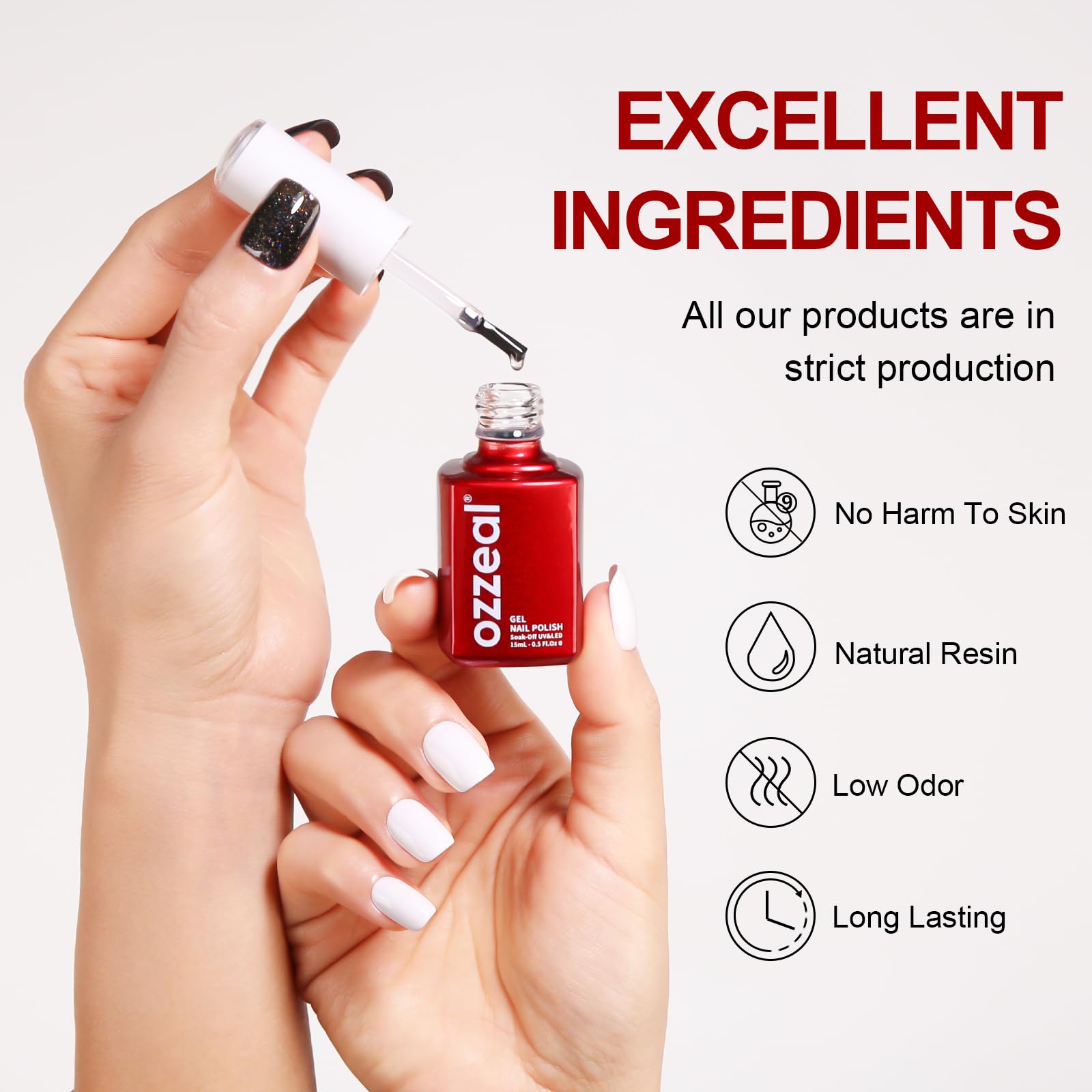 Ozzeal Base Coat Gel Nail Polish, 15ML Soak Off LED UV No Wipe Long Lasting Gel Base Coat, Clear Base Coat Gel for Nails Art DIY Home - Image 4