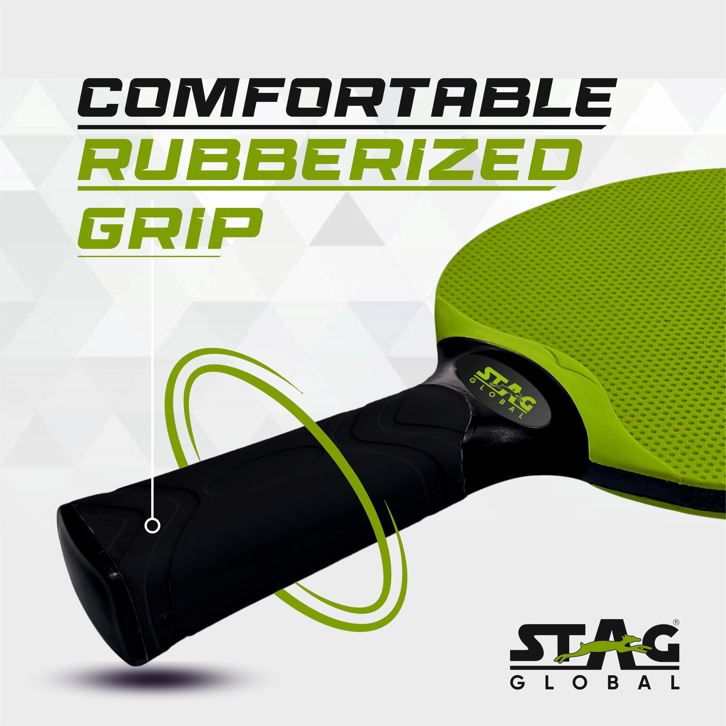 STAG GLOBAL DURA Blade Table Tennis Racket | Weatherproof & Break-Free Design | Comfortable Rubberized Grip | Durable Outdoor & Indoor Ping Pong Paddle (Green) 3