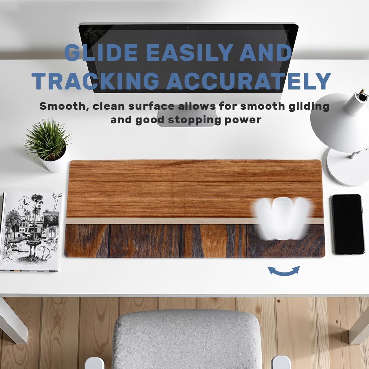 Wood Desk Mat Gaming Large Mouse Pad Rustic Wood Panel Mousepad Computer Keyboard Pad Mouse Mat Laptop Mat 31.5 x 11.8 Mouse Pads for Desk Home Office Gaming image 5