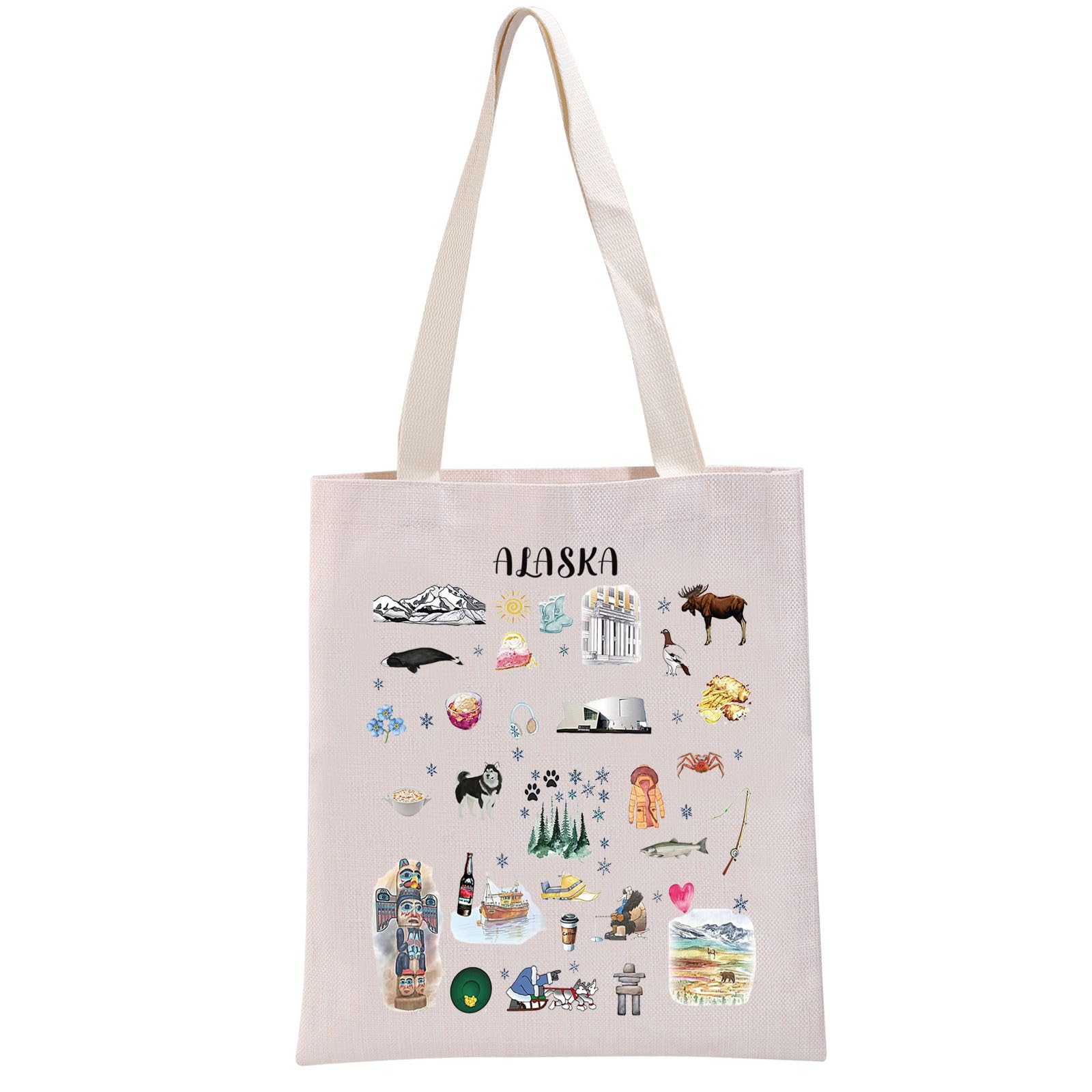 G2TUP Alaska Lover Tote Bag - White, 14.56" x 12.59" - Canvas - Adult Women's Gift