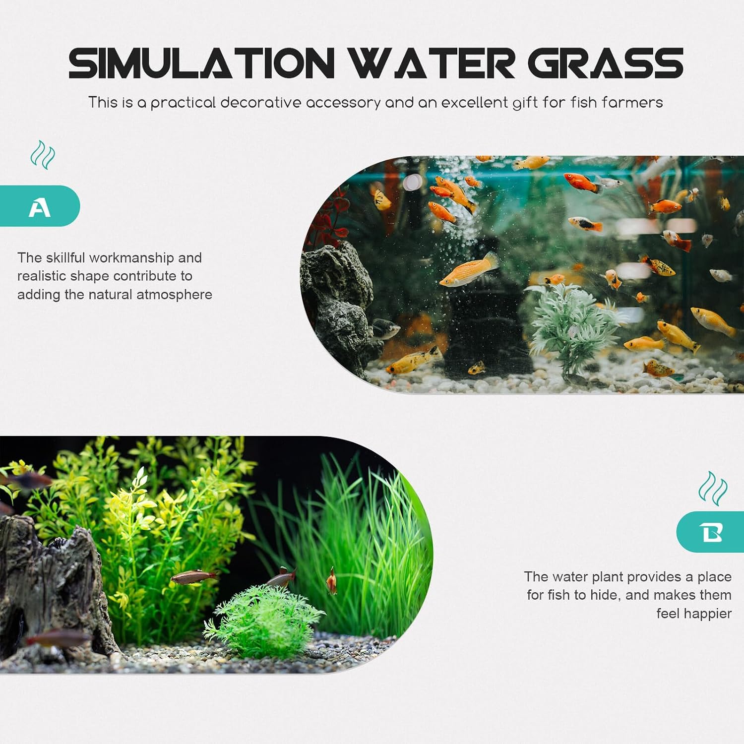 Cabilock Artificial Fish Tank Plants Aquarium Decorations Plastic Aquatic Plant Adornments Realistic Reptile Terrarium Decor for Fish Tanks and Aquariums